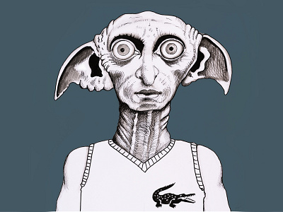 Dobby dobby drawing hand drawn harrypotter illustration paintings pen pen and ink