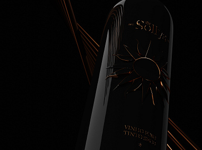The Sollys Wine - 3D product 3d 3d art bottle cgi dark design logo mockup modeling packaging product wine
