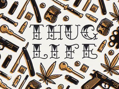 Thug Life color guns hip hop minimalist music pattern rap thug two vintage