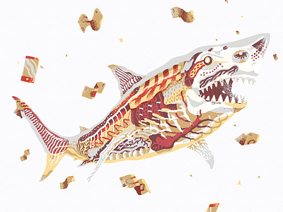$hark design digital painting great white shark illustration money money shark print shark