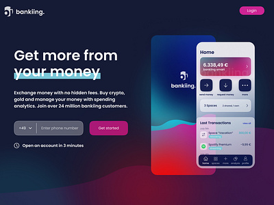 bankiing Website app bank banking bankingapp colorful gradient gradient color ui uiuxdesign ux website design