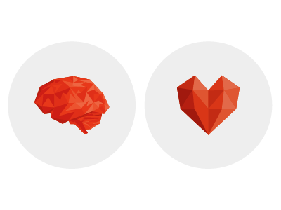 the head and the heart 3d brain geometric heart icon illustration sarah thomas