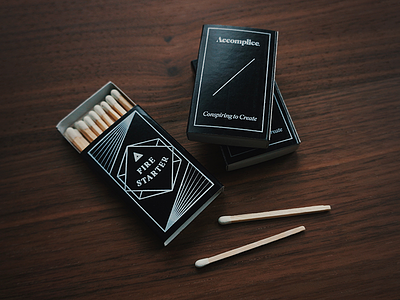 Accomplice Matches accomplice black and white fire geometric line lit matchbox matches packaging