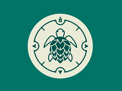 Fresh Coast - Friends & Allies Brewery austin badge beer beer hops brewery coast compass friends and allies illustration symbol teal turtle