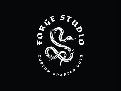 Forge Studio Logo blackletter branding forge hair salon illustration lightning logo metal sarah thomas snake
