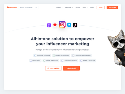 New index page for Influencer marketing platform checkboxes index page influencer marketing landing page platform product marketing ui landing