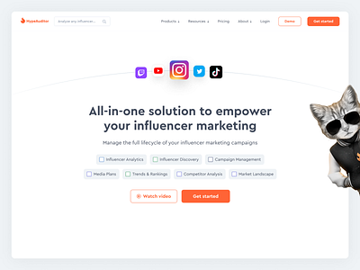 New index page for Influencer marketing platform