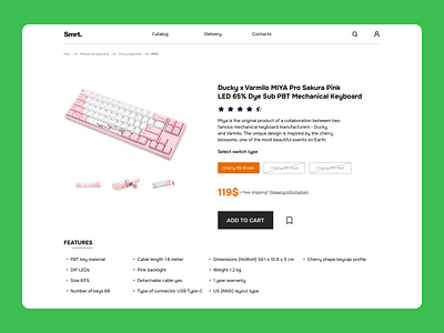 Product card for the online keyboard store clean clean ui design ecommerce electronic figma flat keyboard makeevaflchallenge makeevaflchallenge5 minimal online online store product product card product page ui ux ux design
