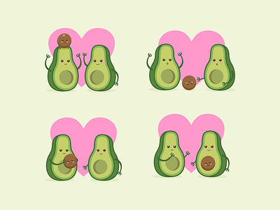 Cute Avocado Expression app branding design flat