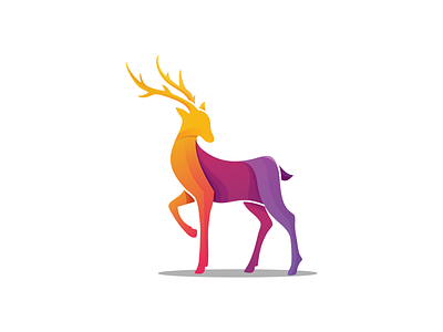 Deer Full Color Logo animation app branding design flat icon logo
