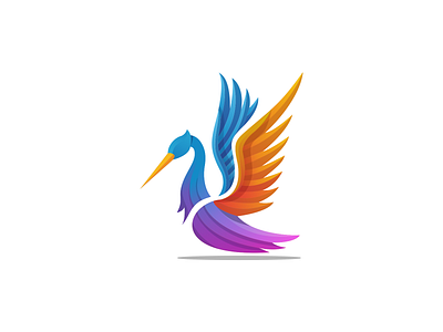 Heron Full Color Logo animation app branding design flat icon logo