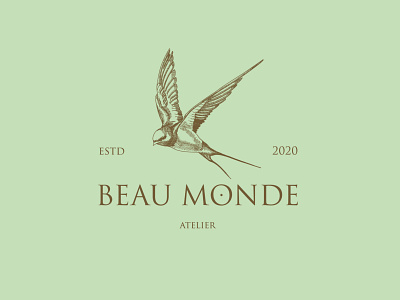Beau Monde Atelier elegant graphic design hand drawing logo