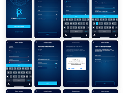 Aeryus Chain Payments | Mobile application design UI/UX android blockchain digital currency finance app interaction design ios mobile mobile app mobile app development sketch app uiux user experience user interface