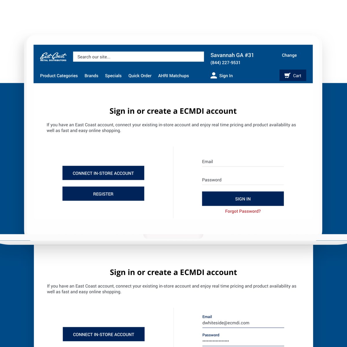East Coast Metal Distributors 2020 UI/UX by Melanie