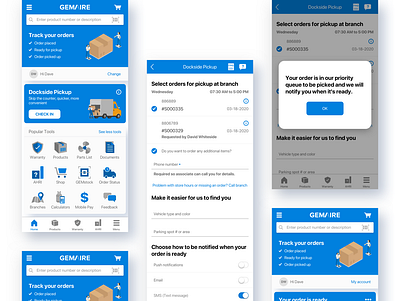 Dockside Pickup feature user flow android interaction design ios mobile mobile app mobile app development sketch app uiux user experience user interface