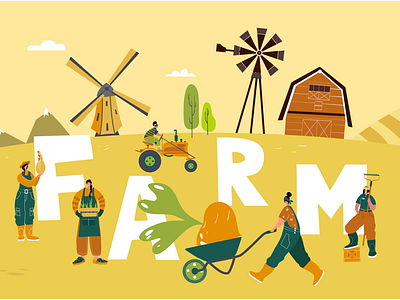 Fun on a farm with tiny farmers agricultural cart farmers farming girl landscape tiny people truck vegetables woman