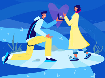Surprise date date flat illustration love people proposal romantic wedding woman