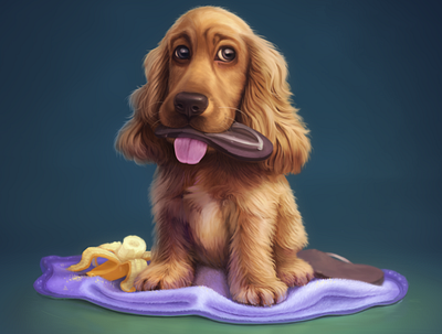 Dobby cute dog drawing illustration