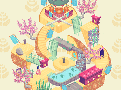 Samurai Pinapple art direction gamification illustration isometric