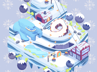 Snowberry SkiMountain art direction branding gamification illustration isometric