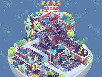 Sukulele Ruins art direction gamification illustration isometric