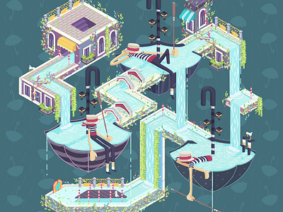 Upsiderella Town art direction character design children design gamification illustration isometric