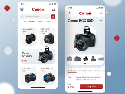 Canon app app appdesign camera canon e commerce app mobile app ui ui design ux uxui