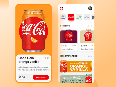 Coca-cola app design · e-commerce app app appdesign coca cola e commerce app mobile app mobile design ui uidesign ux uxdesign uxui