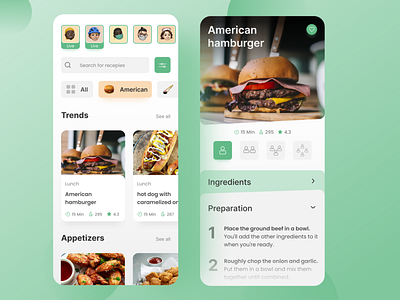 recipe app design app appdesign design food foodapp hamburger mobile design recipe recipe app ui uidesign ux uxdesign uxui