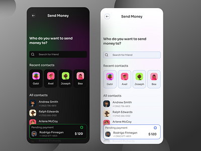 Money sending bank app design app appdesign bank bank app banking app contacts design mobile app mobile design send money ui uidesign ux uxdesign uxui