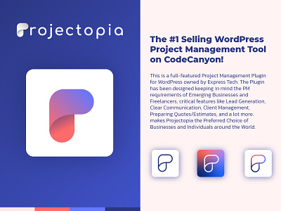 Projectopia- Project Management Tool app design icon logo minimal vector web