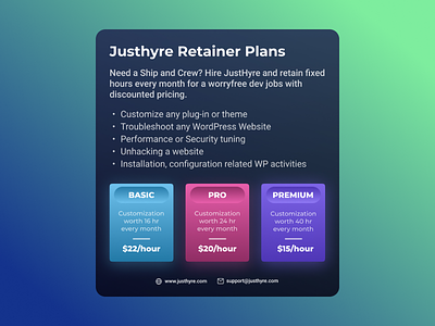 Justhyre Retainer Plan Page