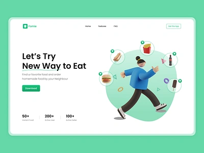 Fomie Landing Page - Hero Section design food hero landing page ui web design website