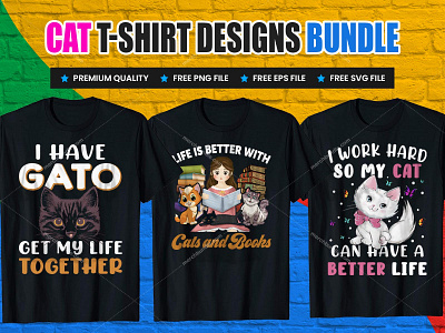 Cat T Shirt Design Bundle Free Download By Shohagh Hossen On Dribbble