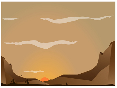 DESERT LANDSCAPE WHEN SUNSET TIME design illustration illustration design illustration digital illustrations landscape sunset
