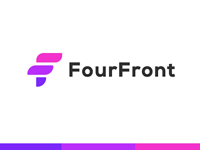 Second concept for modern immersive start up. FourFront brand cloud logo minimal startup tech