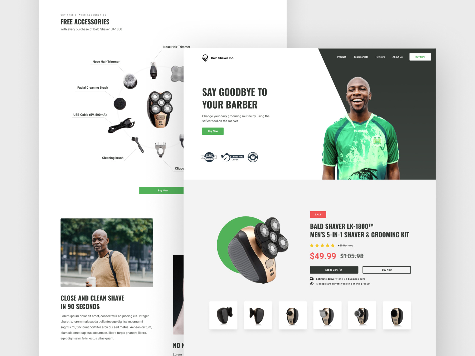 Bald Shaver Landing Page by Andrii Chernysh on Dribbble