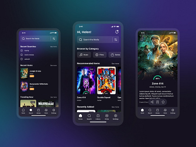 App concept for Film Database app dark mode database design film ios modern minimal product design series tech ui