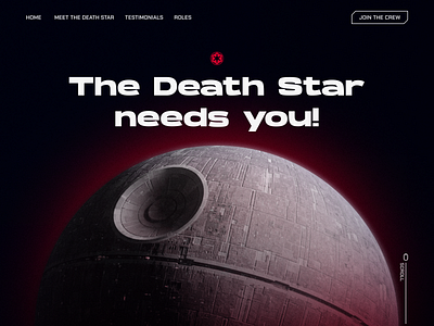 Star Wars Website - Death Star Recruiting clean darkmode landing motion graphics space starwars ui website