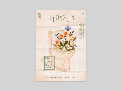 blossom poster collage art graphic design illustration 粉色 花 马桶