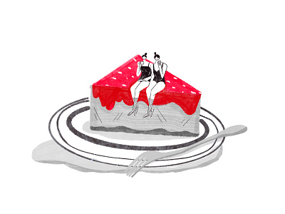 cheese cake illustration illustration art 女孩 蛋糕