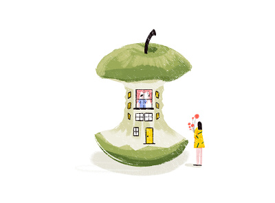 苹果屋 illustration 抽象 插画 苹果 青苹果