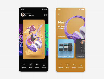 Explore | App app app design button colors design explore illustration mobile music shopping ui wallet