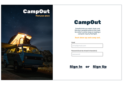 DailyUI 1 Sign In Page for a Campsite Reservation Service camping dailyui sign in signup