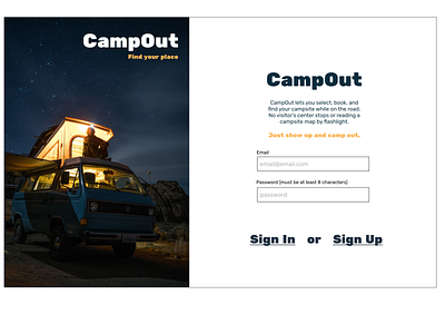 DailyUI 1 Sign In Page for a Campsite Reservation Service