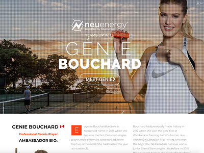 Neuenergy x Genie Bouchard 2018 - Landing Page