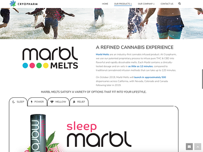 Cryopharm - Marlb Melts Website Pt 1 branding design landing page logo typography ui ux vector web