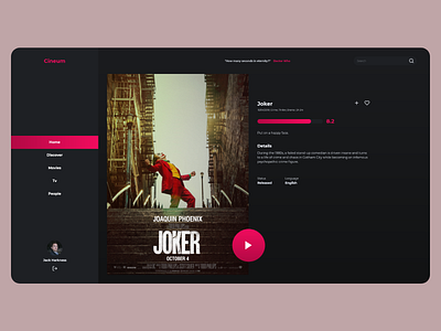 Movie Database App - Movie Details Page app cinema design movie tv ui ux