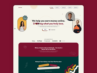 Online learning platform landing design ui ux