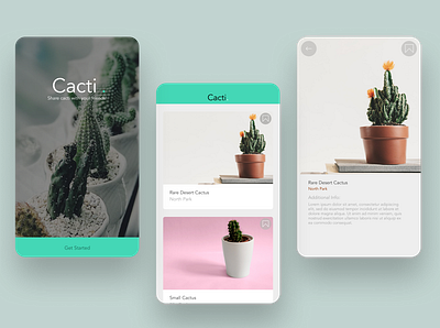 Cacti Photos Sharing App app design figma minimal ui ux